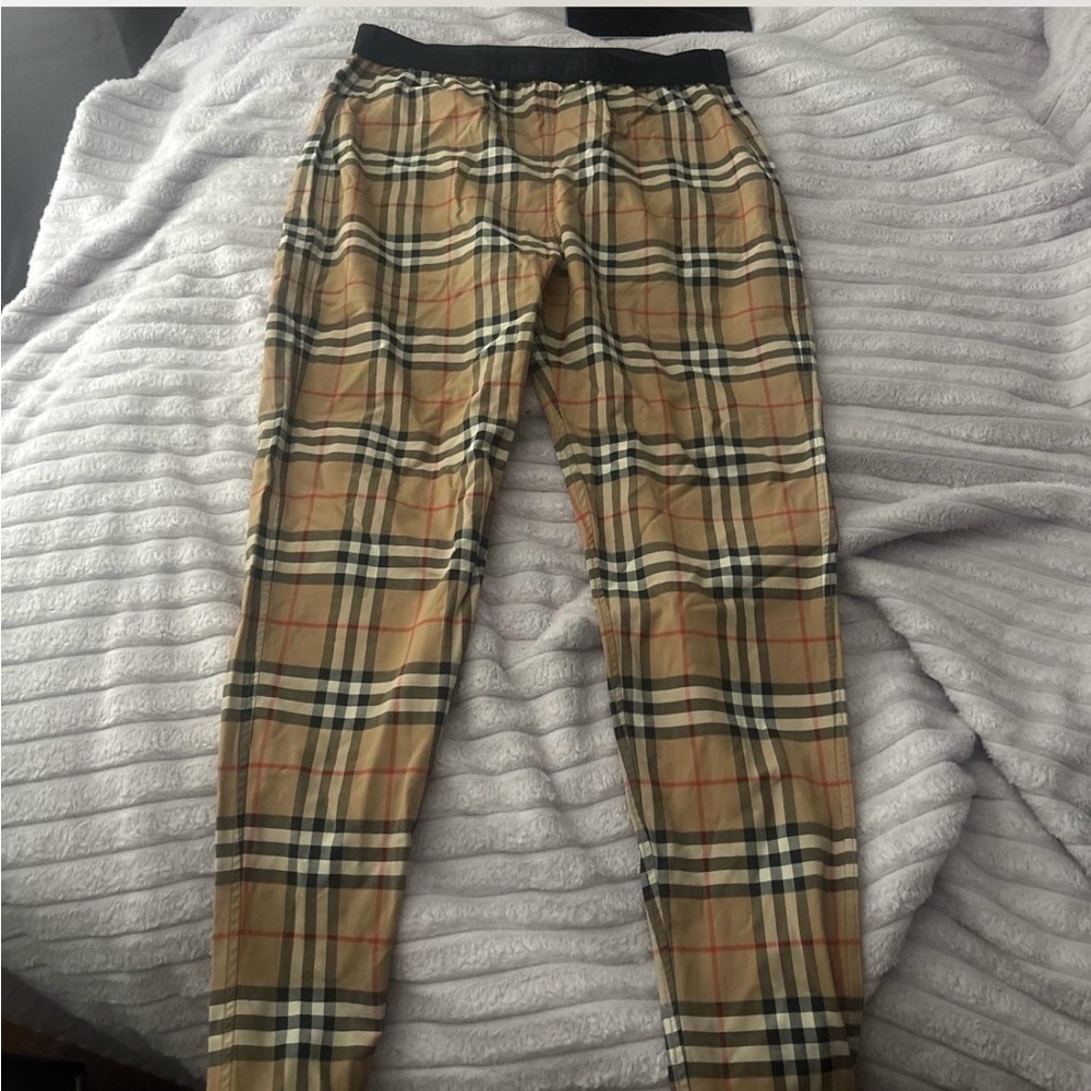 Burberry Beige Checkered Joggers